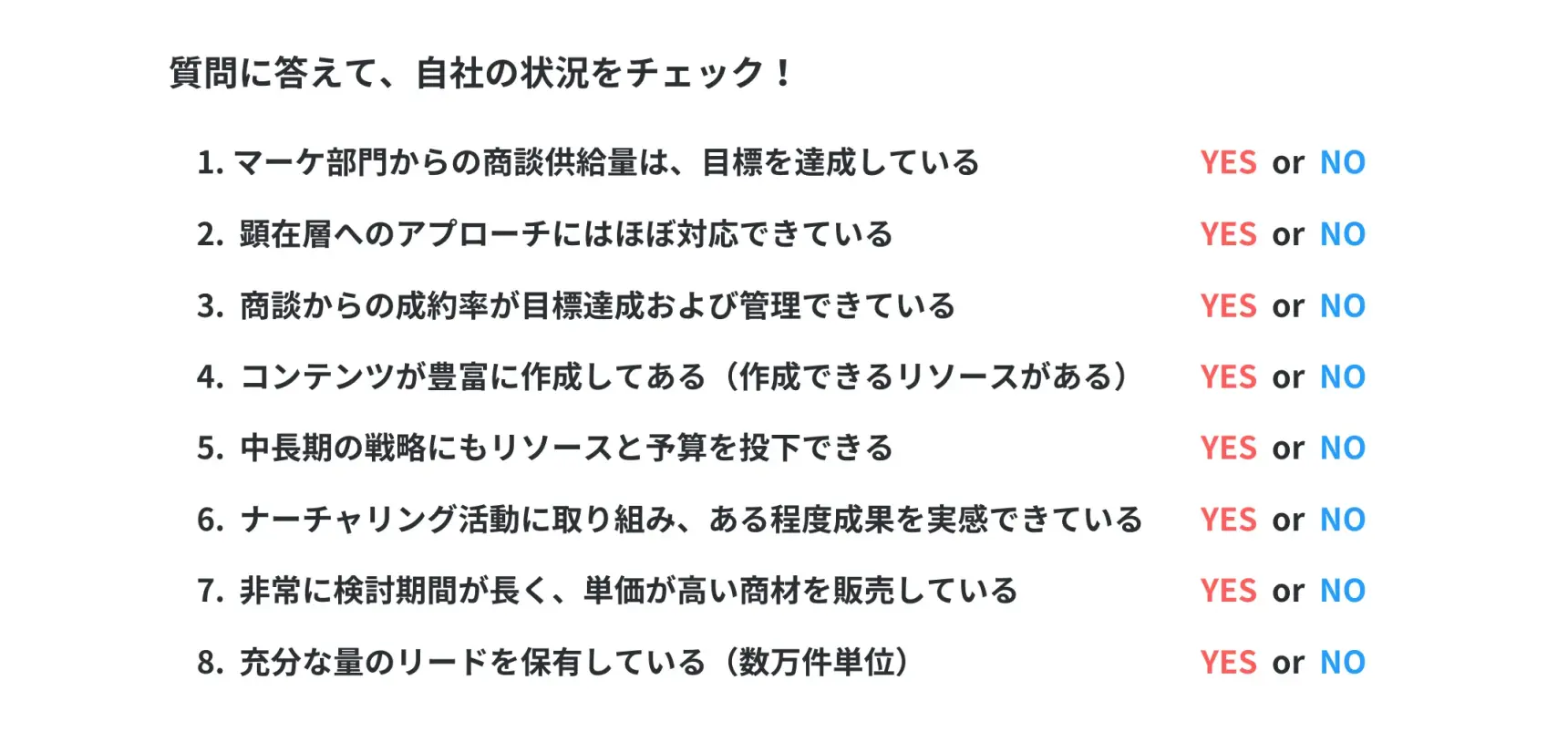 MAツール導入検討に向けた自社の状況確認チェックシート