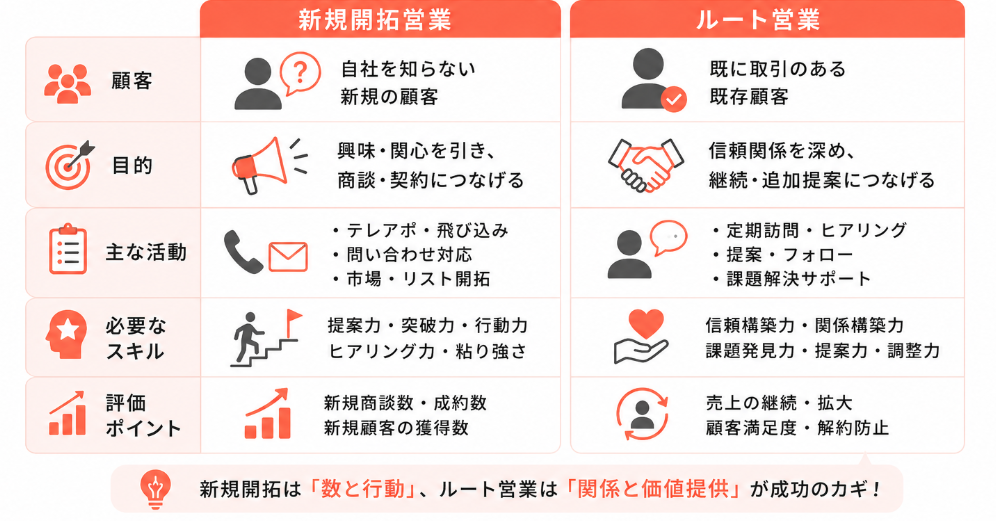 新規開拓営業とルート営業の違い