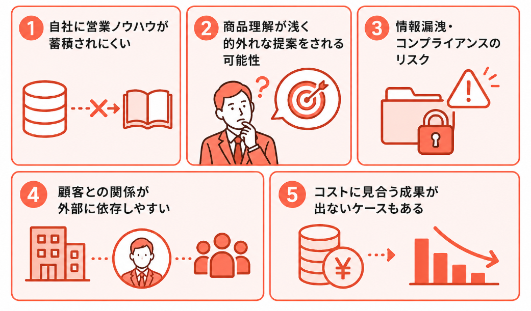 営業代行の5つのデメリット・リスク